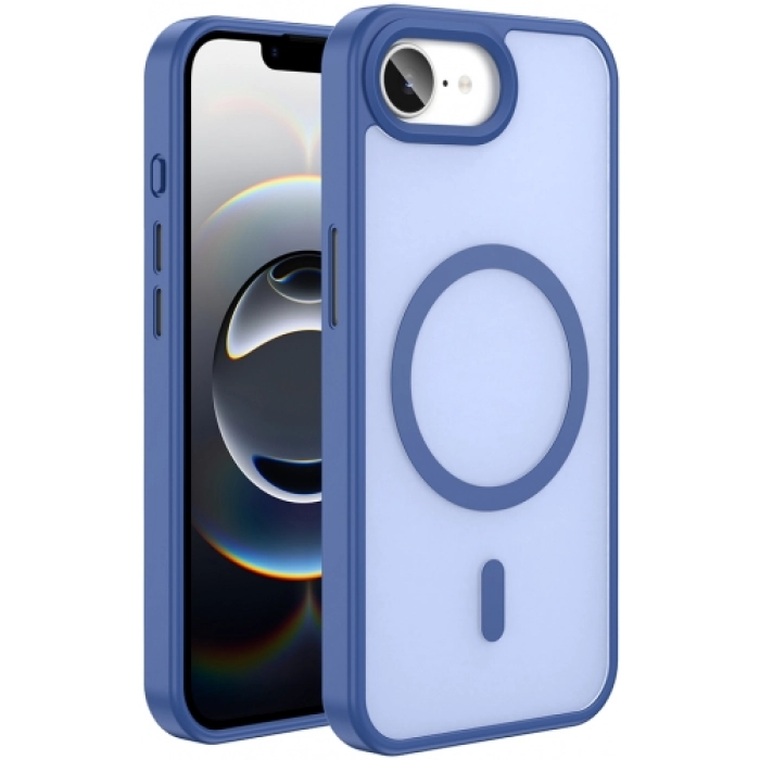 Apple iPhone 16e Kılıf Magsafe Şarj Özellikli Renkli Mat Arka Yüzey Sio Kapak - Lacivert