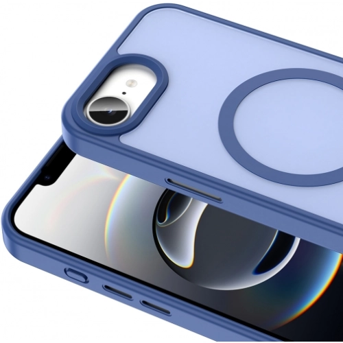 Apple iPhone 16e Kılıf Magsafe Şarj Özellikli Renkli Mat Arka Yüzey Sio Kapak - Mavi