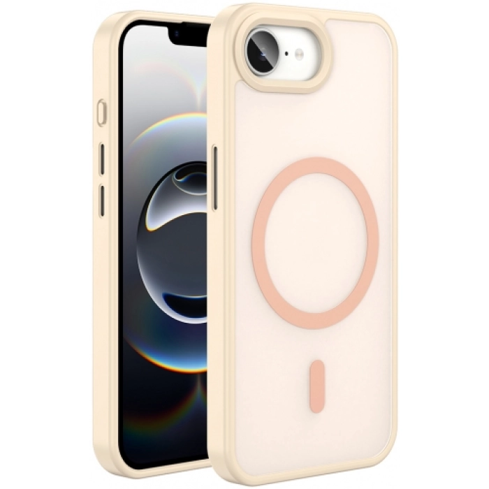 Apple iPhone 16e Kılıf Magsafe Şarj Özellikli Renkli Mat Arka Yüzey Sio Kapak - Pembe