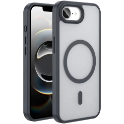 Apple iPhone 16e Kılıf Magsafe Şarj Özellikli Renkli Mat Arka Yüzey Sio Kapak - Siyah