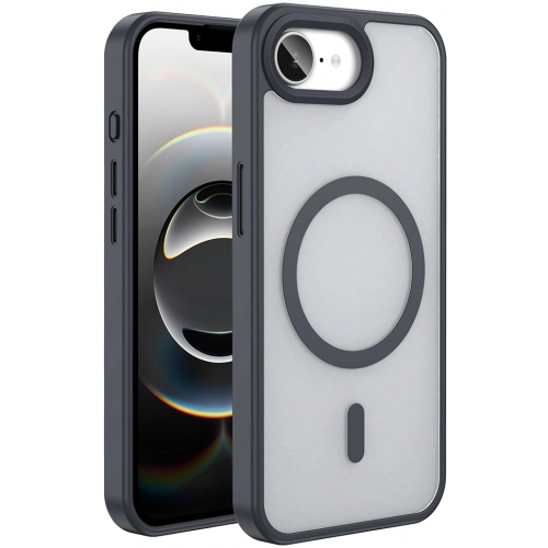 Apple iPhone 16e Kılıf Magsafe Şarj Özellikli Renkli Mat Arka Yüzey Sio Kapak - Siyah