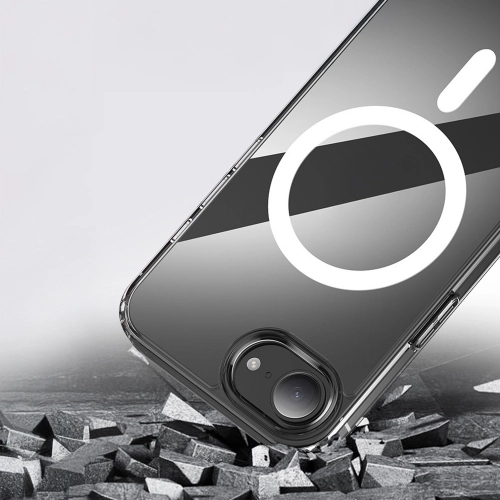 Apple iPhone 16e Kılıf Magsafe Şarj Özellikli Şeffaf Sert PC Embos Kapak - Şeffaf