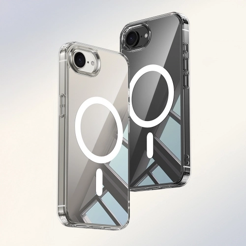Apple iPhone 16e Kılıf Magsafe Şarj Özellikli Şeffaf Sert PC Embos Kapak - Şeffaf
