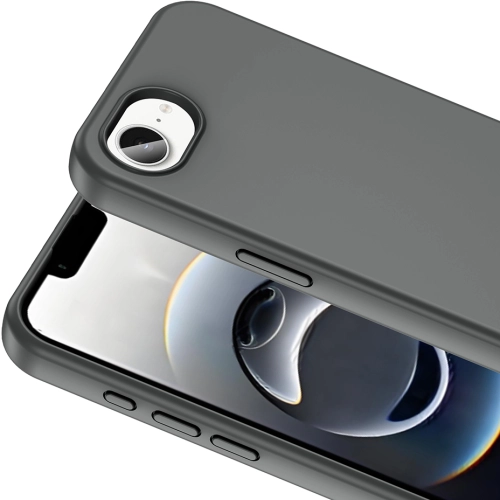 Apple iPhone 16e ile Uyumlu Kılıf Magsafe Şarj Özellikli Pastel Sıvı Teknolojili Silinebilir Sert Kivi Kapak - Siyah