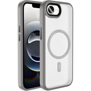 Apple iPhone 16e Kılıf Mat Arka Yüzey Wireless Şarj Özellikli Flet Magsafe Kapak - Titanyum-Gri