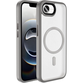 Apple iPhone 16e Kılıf Mat Arka Yüzey Wireless Şarj Özellikli Flet Magsafe Kapak - Titanyum-Gri