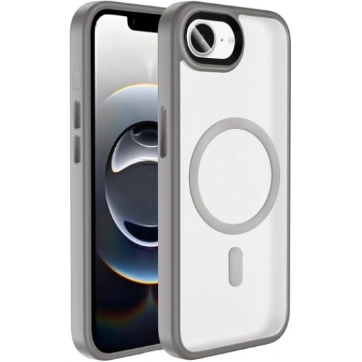 Apple iPhone 16e Kılıf Mat Arka Yüzey Wireless Şarj Özellikli Flet Magsafe Kapak - Titanyum-Gri