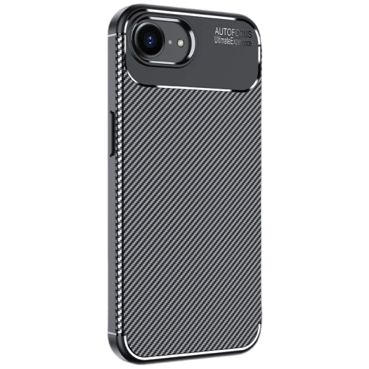 Apple iPhone 16e Kılıf Silikon Parmak İzi Bırakmayan Karbon Soft Negro Kapak - Siyah