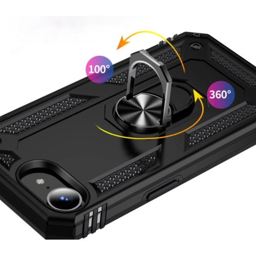 Apple iPhone 16e Kılıf Silikon Zırhlı Standlı Yüzüklü Mıknatıslı Tank Kapak - Mavi