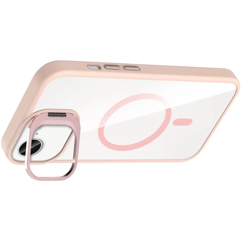 Apple iPhone 16e Kılıf Standlı ve Kamera Lens Hediyeli M-Safe Şarj Özellikli Etro Kapak - Pembe