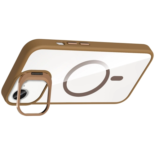 Apple iPhone 16e Kılıf Standlı ve Kamera Lens Hediyeli M-Safe Şarj Özellikli Etro Kapak - Gri