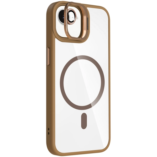 Apple iPhone 16e Kılıf Standlı ve Kamera Lens Hediyeli M-Safe Şarj Özellikli Etro Kapak - Desert Titanyum