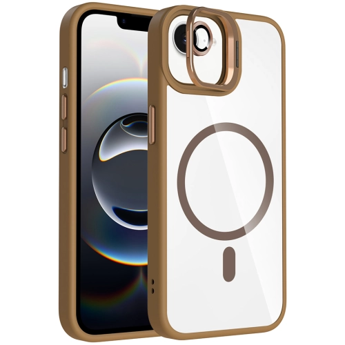 Apple iPhone 16e Kılıf Standlı ve Kamera Lens Hediyeli M-Safe Şarj Özellikli Etro Kapak - Desert Titanyum