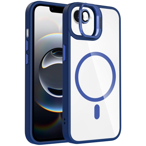 Apple iPhone 16e Kılıf Standlı ve Kamera Lens Hediyeli M-Safe Şarj Özellikli Etro Kapak - Lacivert