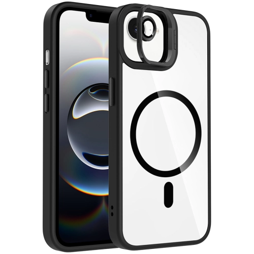 Apple iPhone 16e Kılıf Standlı ve Kamera Lens Hediyeli M-Safe Şarj Özellikli Etro Kapak - Siyah