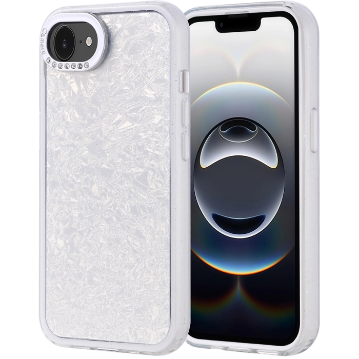 Apple iPhone 16e ile Uyumlu Kılıf Buzlu Parıltılı Lüks Kamera Lens Darbeye Dayanıklı Kapi Kapak - Gümüş