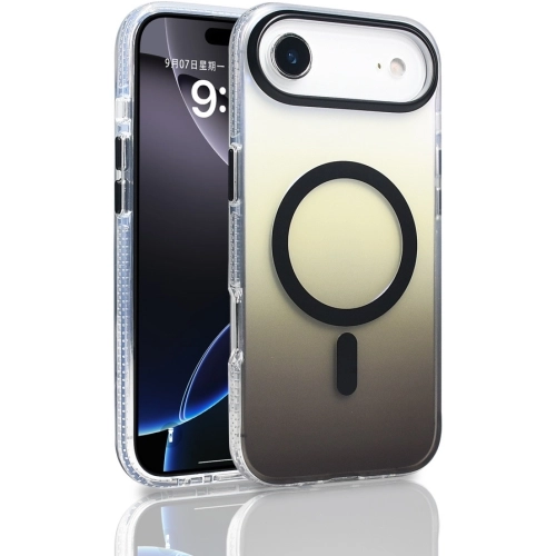 Apple iPhone 17 Air Kılıf MagSafe Destekli Kılıf, Şeffaf ve Renk Geçişli Zore Toros Kapak - Siyah