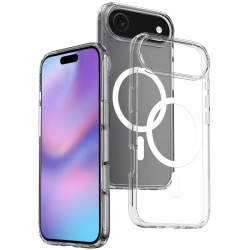 Apple iPhone 17 Air Kılıf Magsafe Şarj Özellikli Şeffaf Sert PC Embos Kapak - Şeffaf