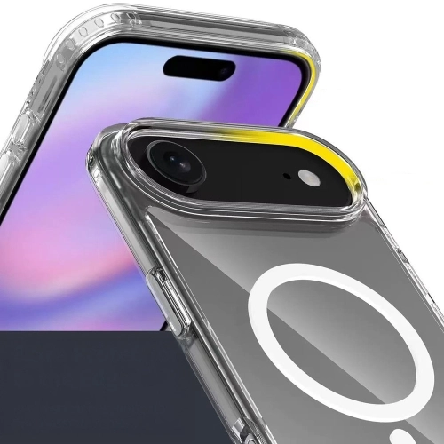 Apple iPhone 17 Air Kılıf Magsafe Şarj Özellikli Şeffaf Sert PC Embos Kapak - Şeffaf