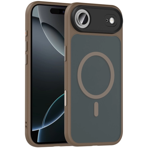 Apple iPhone 17 Air Kılıf Mat Arka Yüzey Wireless Şarj Özellikli Flet Magsafe Kapak - Desert Titanyum