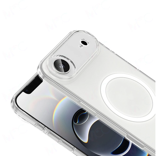 Apple iPhone 17 Air Kılıf Zore Magsafe Şarj Özellikli Şeffaf Tek Kamera Çerçeveli Porto Kapak - Şeffaf