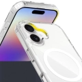 Apple iPhone 17 Kılıf Magsafe Şarj Özellikli Şeffaf Sert PC Embos Kapak - Şeffaf