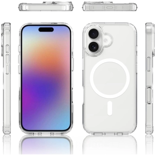 Apple iPhone 17 Kılıf Magsafe Şarj Özellikli Şeffaf Sert PC Embos Kapak - Şeffaf