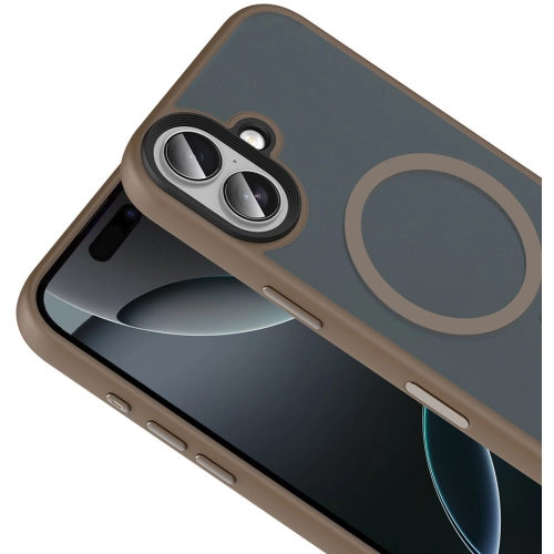 Apple iPhone 17 Kılıf Mat Arka Yüzey Wireless Şarj Özellikli Flet Magsafe Kapak - Desert Titanyum