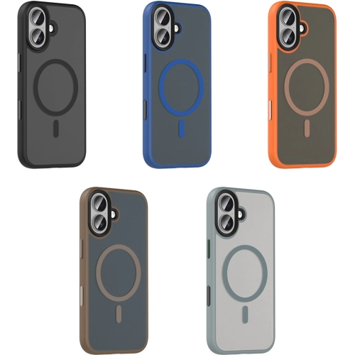 Apple iPhone 17 Kılıf Mat Arka Yüzey Wireless Şarj Özellikli Flet Magsafe Kapak - Turuncu