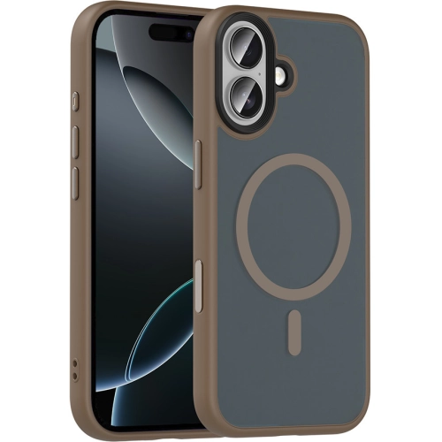 Apple iPhone 17 Kılıf Mat Arka Yüzey Wireless Şarj Özellikli Flet Magsafe Kapak - Desert Titanyum