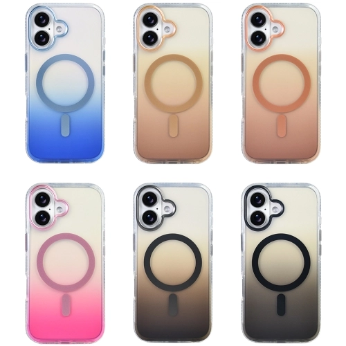 Apple iPhone 17 Kılıf M-safe Şarj Özellikli Transparan Renk Geçişli Zore Toros Kapak - Rose Pembe