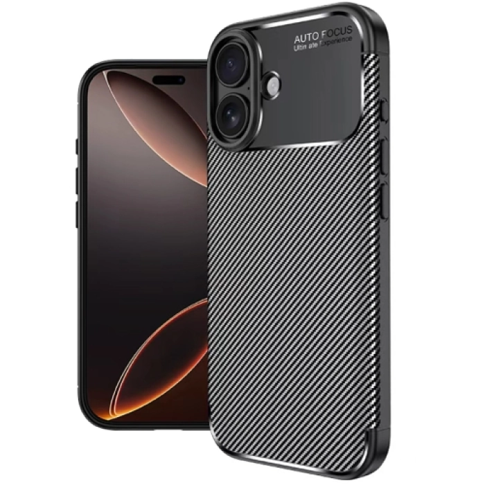 Apple iPhone 17 Kılıf Silikon Parmak İzi Bırakmayan Karbon Soft Negro Kapak - Siyah