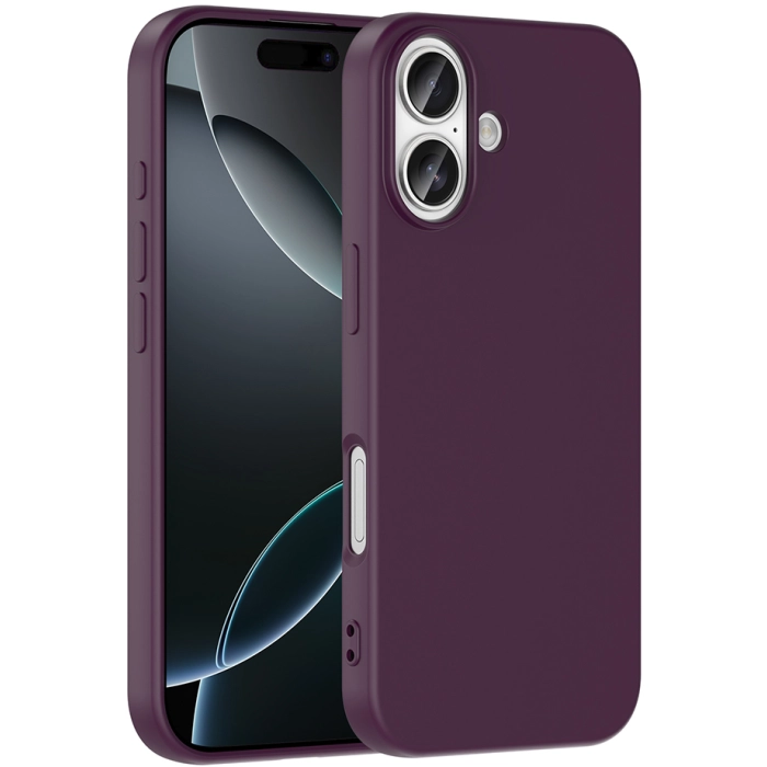 Apple iPhone 17 Kılıf İçi Kadife Mat Mara Lansman Silikon Kapak  - Koyu Mor