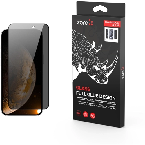 Apple iPhone 17 Kırılmaz Cam Ekran Koruyucu Hayalet Premium Toz Önleyicili Rika Privacy Glass - Siyah