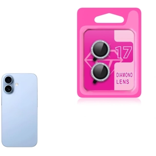 Apple iPhone 17 Lens Kamera Koruyucu Taşlı Parmak İzi Bırakmaz CL-06 - Mavi