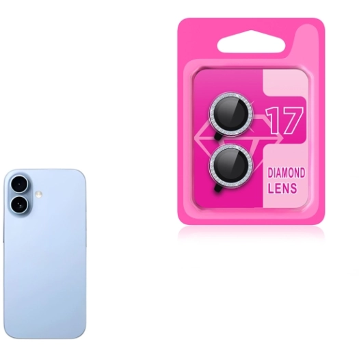 Apple iPhone 17 Lens Kamera Koruyucu Taşlı Parmak İzi Bırakmaz CL-06 - Mavi