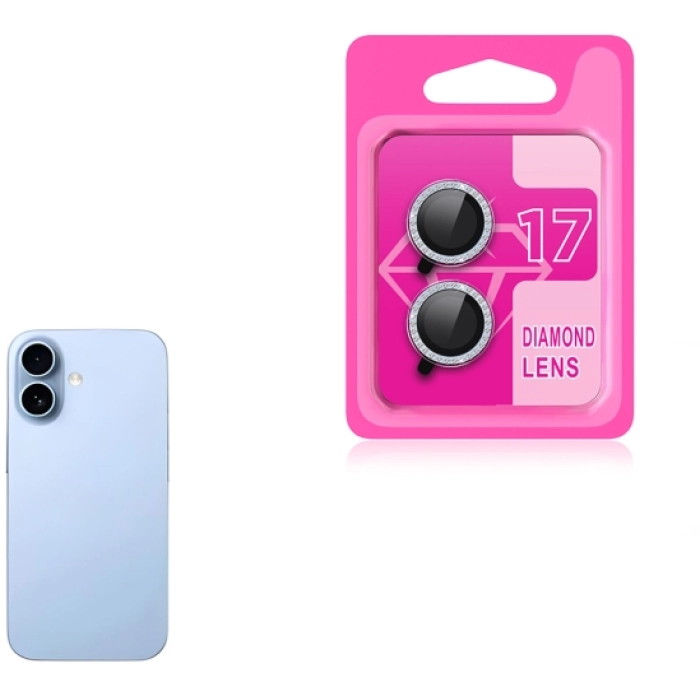 Apple iPhone 17 Lens Kamera Koruyucu Taşlı Parmak İzi Bırakmaz CL-06 - Mavi