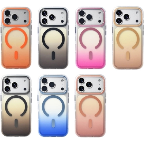 Apple iPhone 17 Pro Kılıf MagSafe Destekli Kılıf, Şeffaf ve Renk Geçişli Zore Toros Kapak - Gold