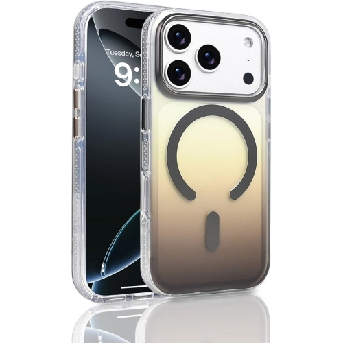 Apple iPhone 17 Pro Kılıf MagSafe Destekli Kılıf, Şeffaf ve Renk Geçişli Zore Toros Kapak - Gri