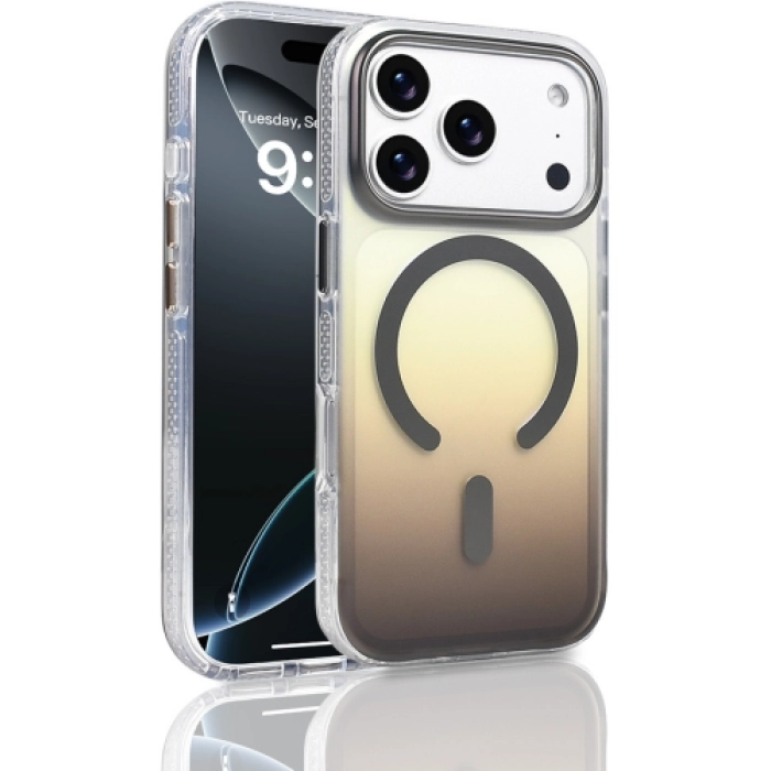 Apple iPhone 17 Pro Kılıf MagSafe Destekli Kılıf, Şeffaf ve Renk Geçişli Zore Toros Kapak - Gri