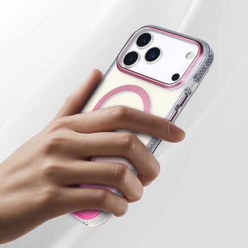 Apple iPhone 17 Pro Kılıf MagSafe Destekli Kılıf, Şeffaf ve Renk Geçişli Zore Toros Kapak - Gri