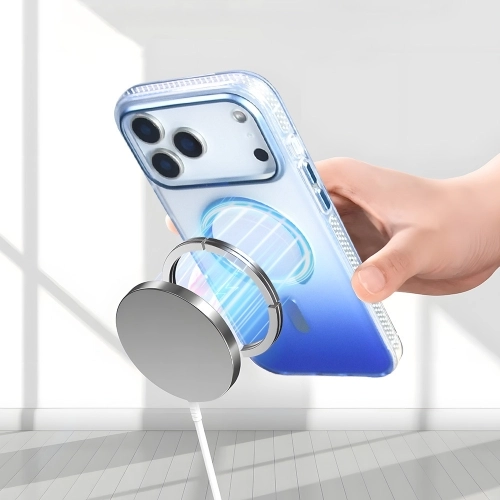 Apple iPhone 17 Pro Kılıf MagSafe Destekli Kılıf, Şeffaf ve Renk Geçişli Zore Toros Kapak - Gri