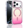 Apple iPhone 17 Pro Kılıf MagSafe Destekli Kılıf, Şeffaf ve Renk Geçişli Zore Toros Kapak - Rose Pembe