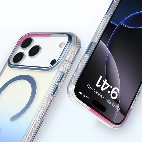 Apple iPhone 17 Pro Kılıf MagSafe Destekli Kılıf, Şeffaf ve Renk Geçişli Zore Toros Kapak - Siyah