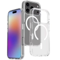 Apple iPhone 17 Pro Kılıf Magsafe Şarj Özellikli Şeffaf Sert PC Embos Kapak - Şeffaf