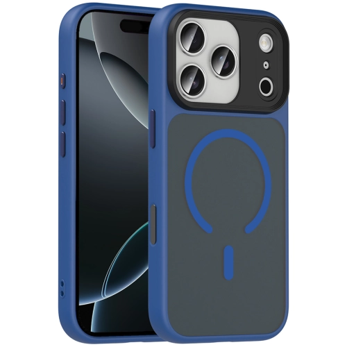 Apple iPhone 17 Pro Kılıf Mat Arka Yüzey Wireless Şarj Özellikli Flet Magsafe Kapak - Lacivert