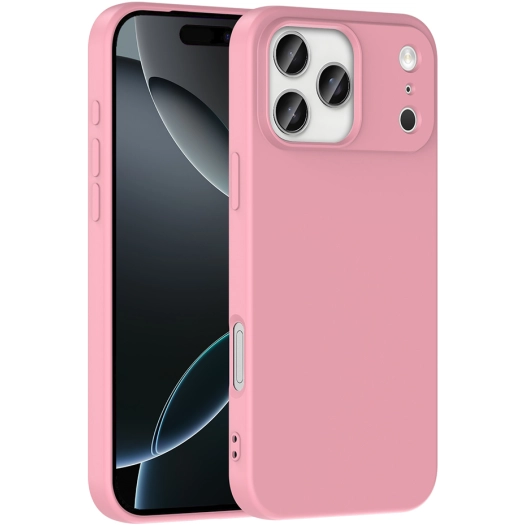 Apple iPhone 17 Pro Kılıf İçi Kadife Mat Mara Lansman Silikon Kapak  - Açık Pembe