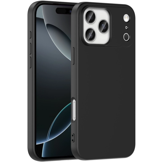 Apple iPhone 17 Pro Kılıf İçi Kadife Mat Mara Lansman Silikon Kapak  - Siyah