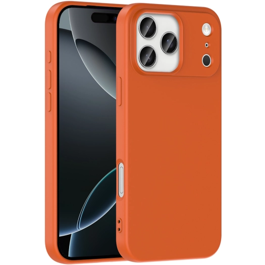 Apple iPhone 17 Pro Kılıf İçi Kadife Mat Mara Lansman Silikon Kapak  - Turuncu