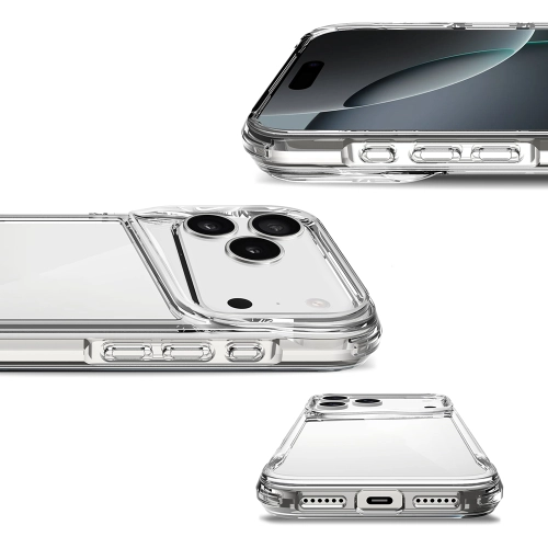 Apple iPhone 17 Pro Kılıf Şeffaf TPU Kenarları Esnek Crystal T-Max Kapak - Şeffaf